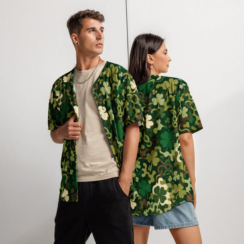 Celtic Shamrock Heritage CAMO Unisex Baseball Jersey - 2XS