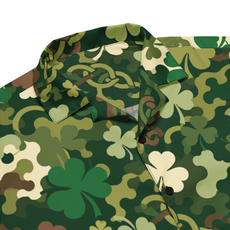 Celtic Shamrock Heritage CAMO Unisex Short-Sleeve Button Shirt - Button-Up