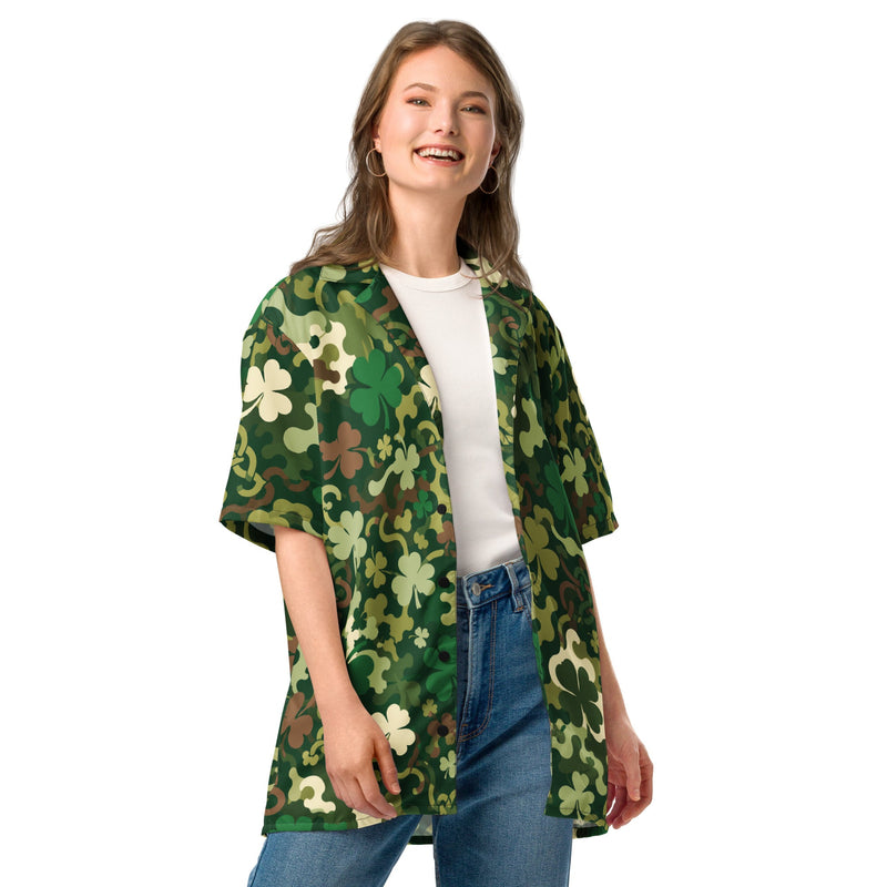 Celtic Shamrock Heritage CAMO Unisex Short-Sleeve Button Shirt - Button-Up