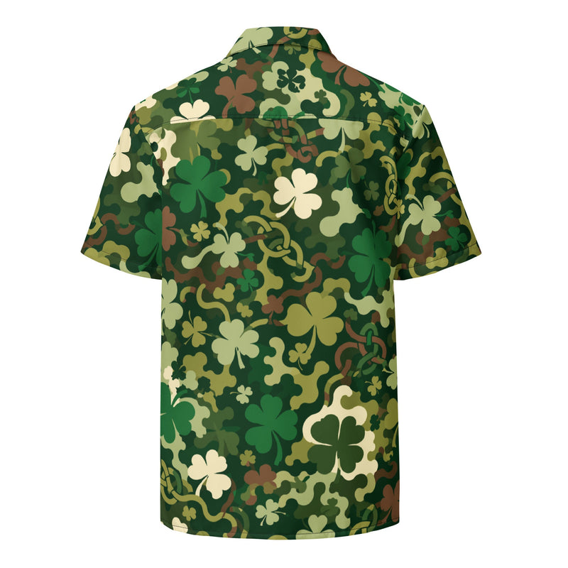 Celtic Shamrock Heritage CAMO Unisex Short-Sleeve Button Shirt - Button-Up
