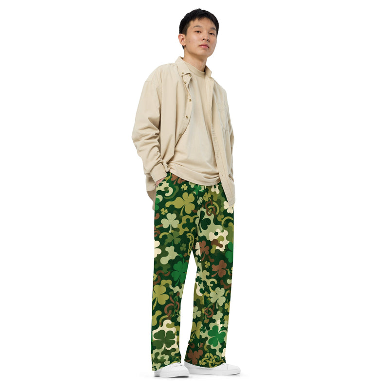 Celtic Shamrock Heritage CAMO Unisex Wide-Leg Leisure Pants - Pant