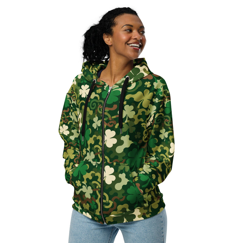 Celtic Shamrock Heritage CAMO Unisex Zip Hoodie