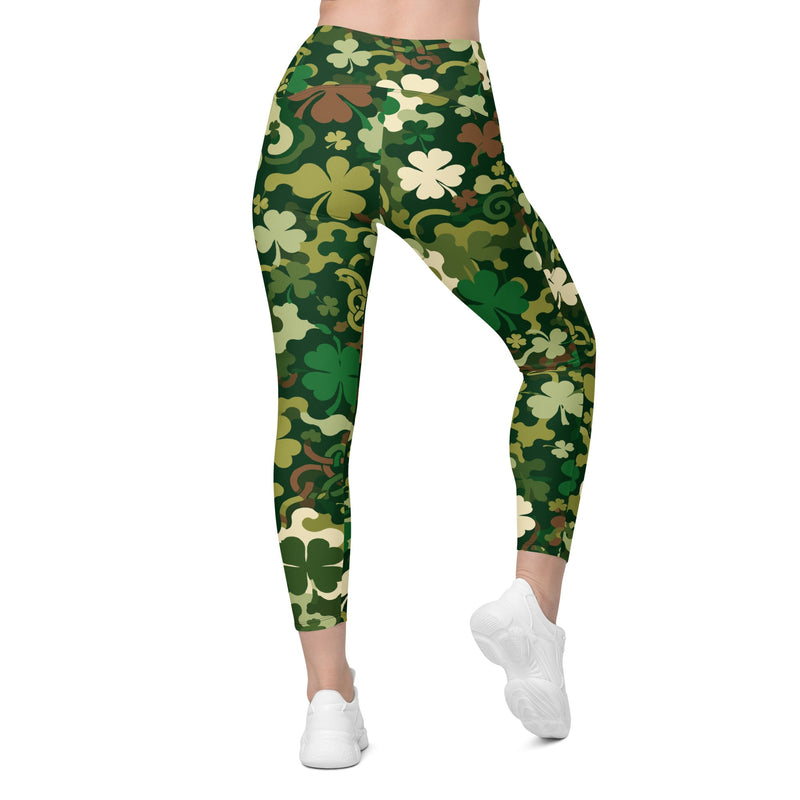 Celtic Shamrock Heritage CAMO Womens Leggings with Pockets - Women