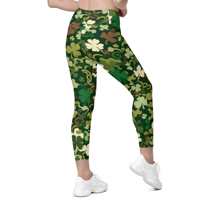 Celtic Shamrock Heritage CAMO Womens Leggings with Pockets - Women