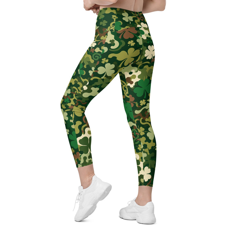 Celtic Shamrock Heritage CAMO Womens Leggings with Pockets - Women
