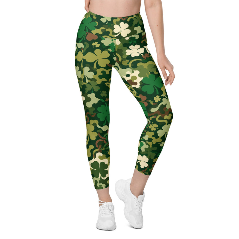 Celtic Shamrock Heritage CAMO Womens Leggings with Pockets - Women
