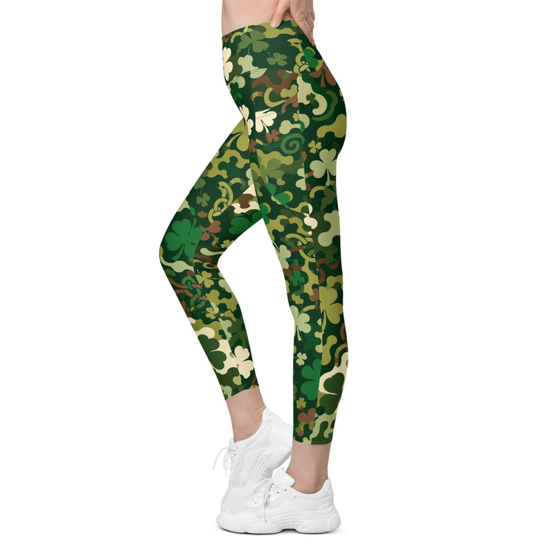 Celtic Shamrock Heritage CAMO Womens Leggings with Pockets - Women