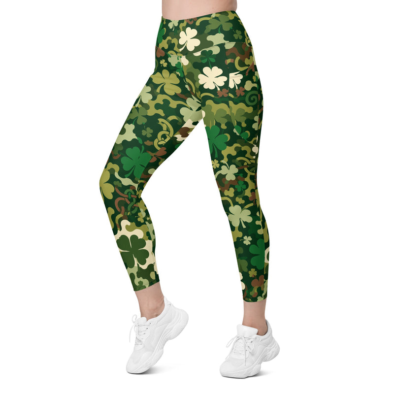 Celtic Shamrock Heritage CAMO Womens Leggings with Pockets - Women