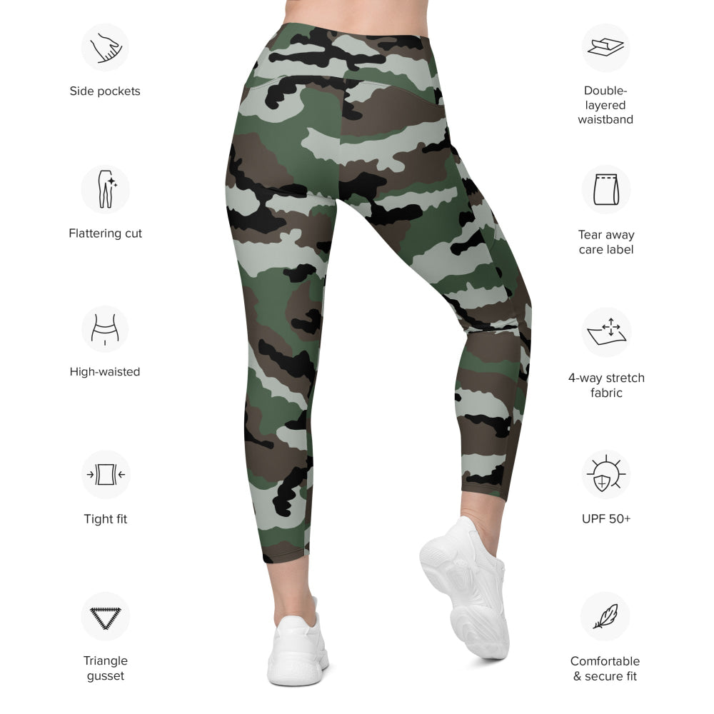 Central African Republic French CE CAMO Leggings with pockets - Womens With Pockets