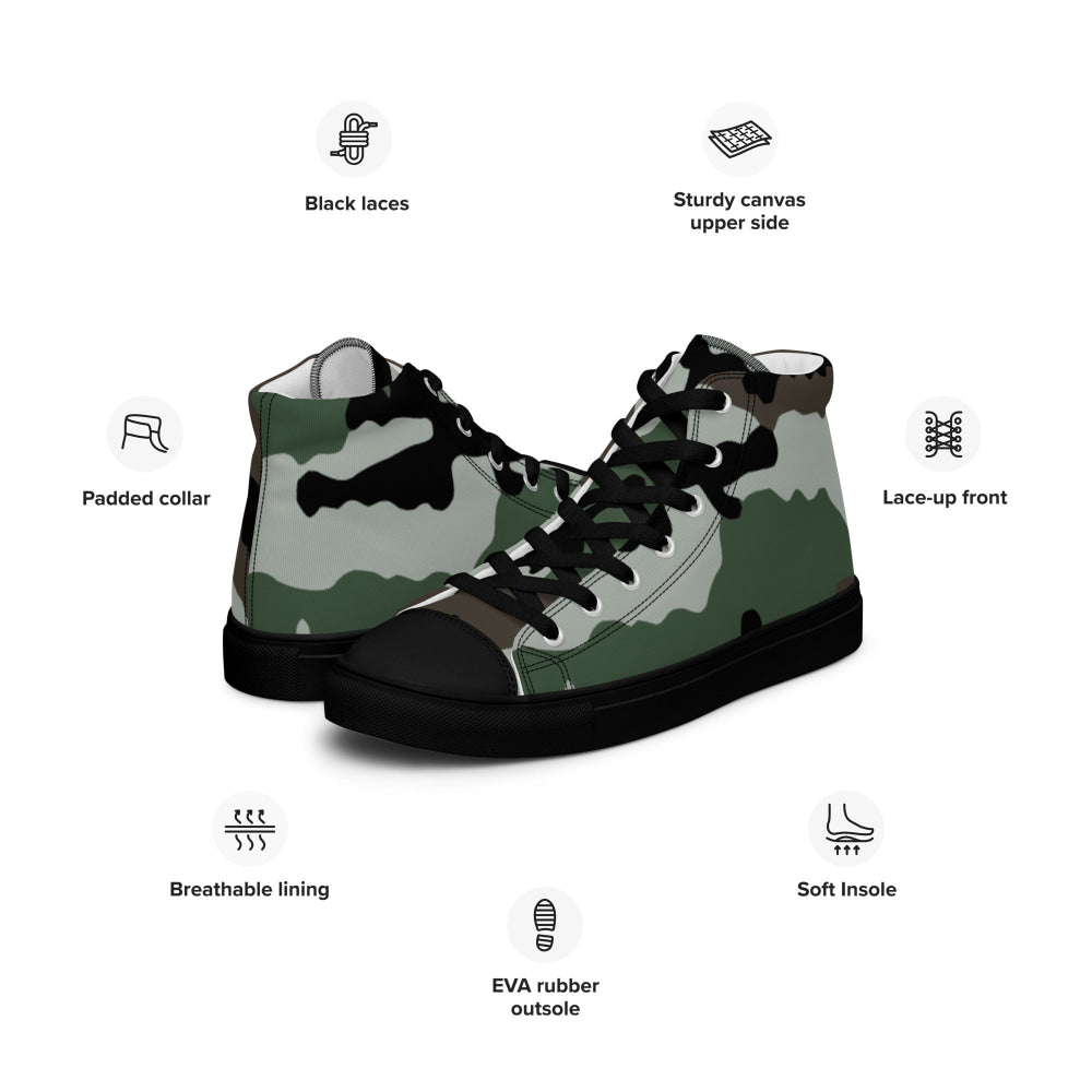 Central African Republic French CE CAMO Men’s high top canvas shoes - Mens High Top Canvas Shoes