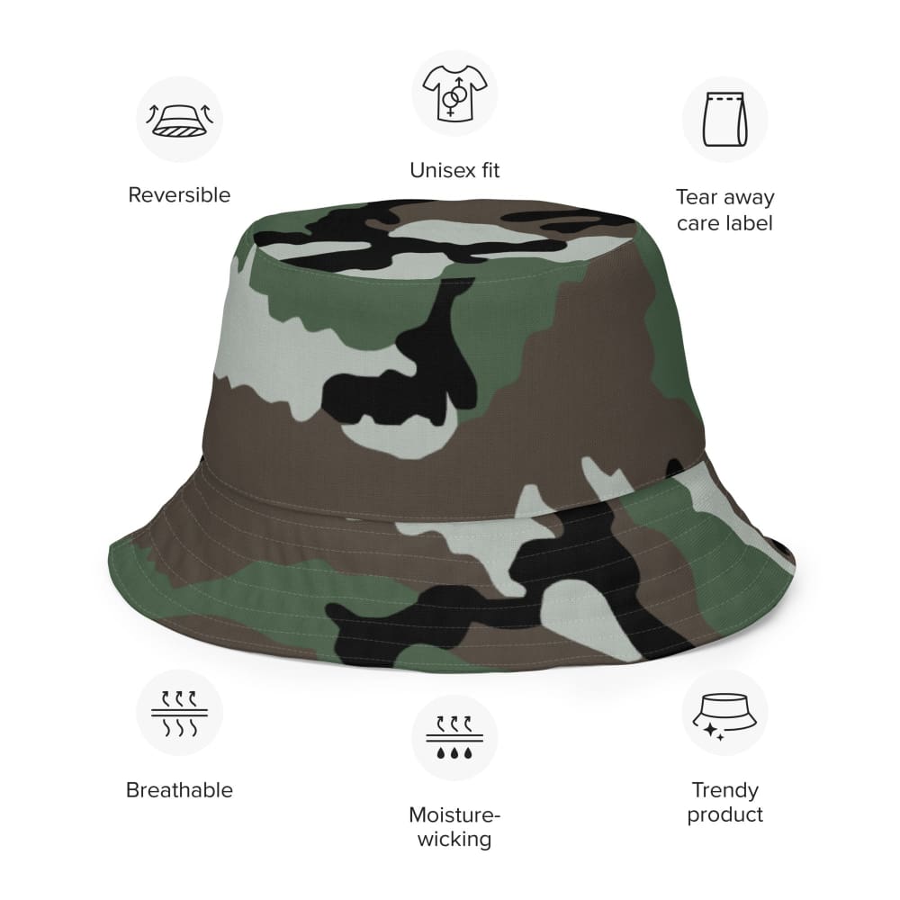 Central African Republic French CE CAMO Reversible bucket hat
