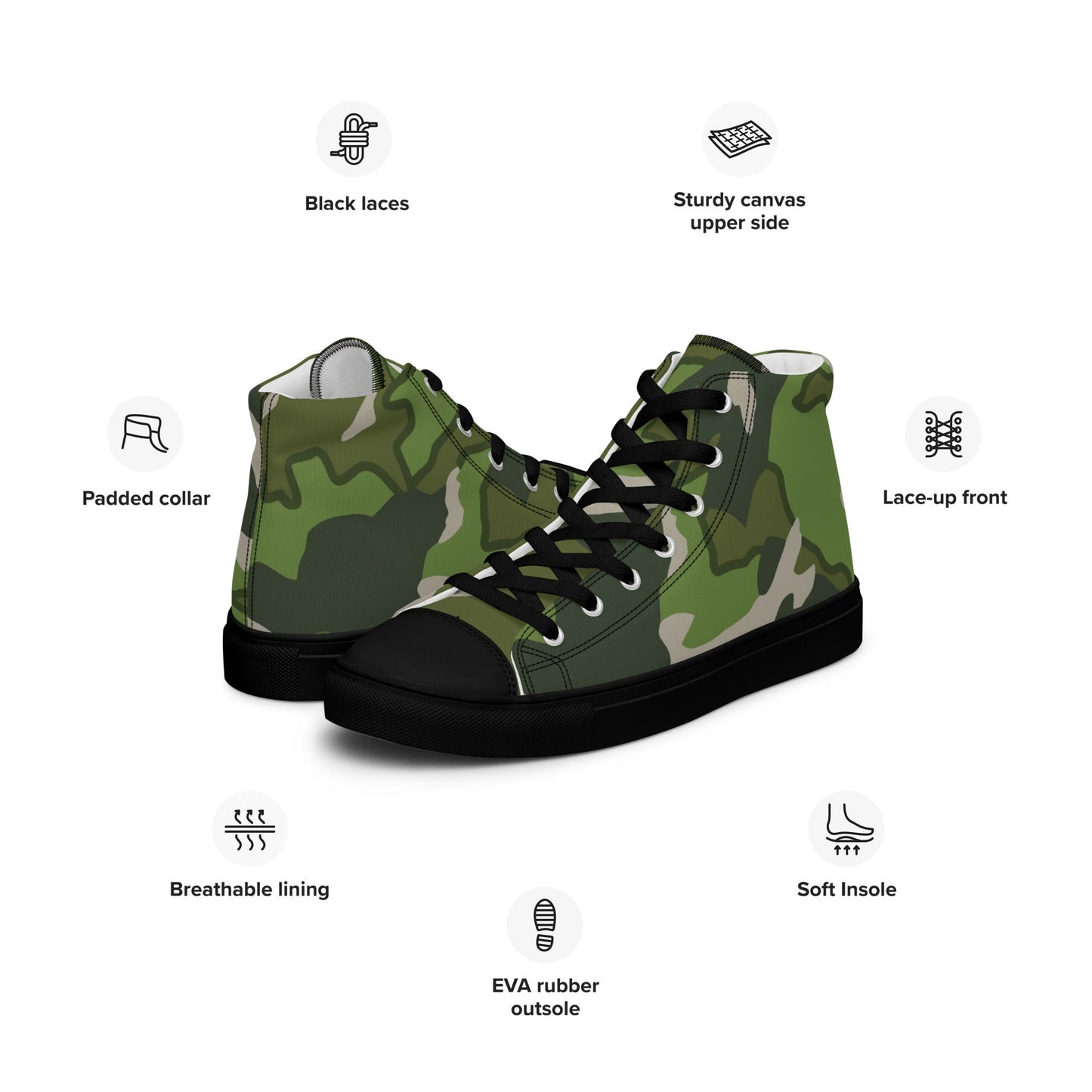 Chinese Denison Type 84 CAMO Mens high top canvas shoes - High Top Canvas Shoes