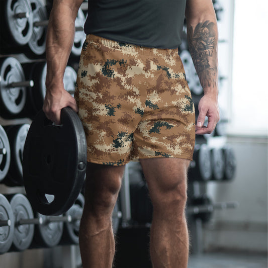 Chinese Digital Type 07 Arid CAMO Unisex Athletic Long Shorts - XS