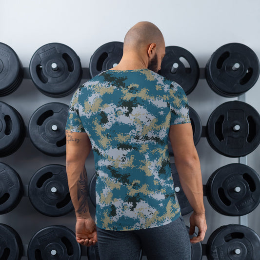 Chinese Digital Type 07 Ocean CAMO Mens Athletic T-shirt - T-Shirts