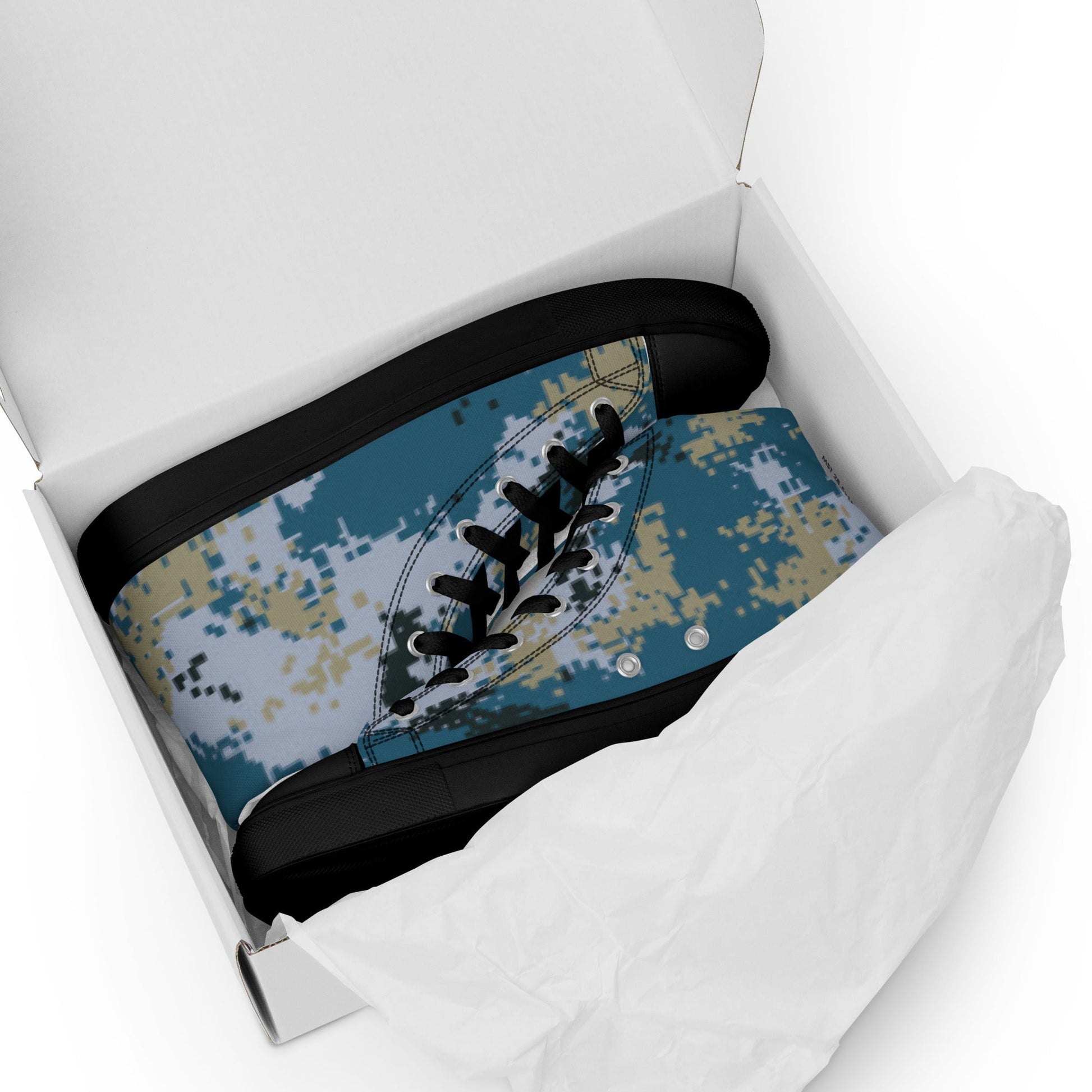 Chinese Digital Type 07 Ocean CAMO Mens high top canvas shoes - High Top Canvas Shoes