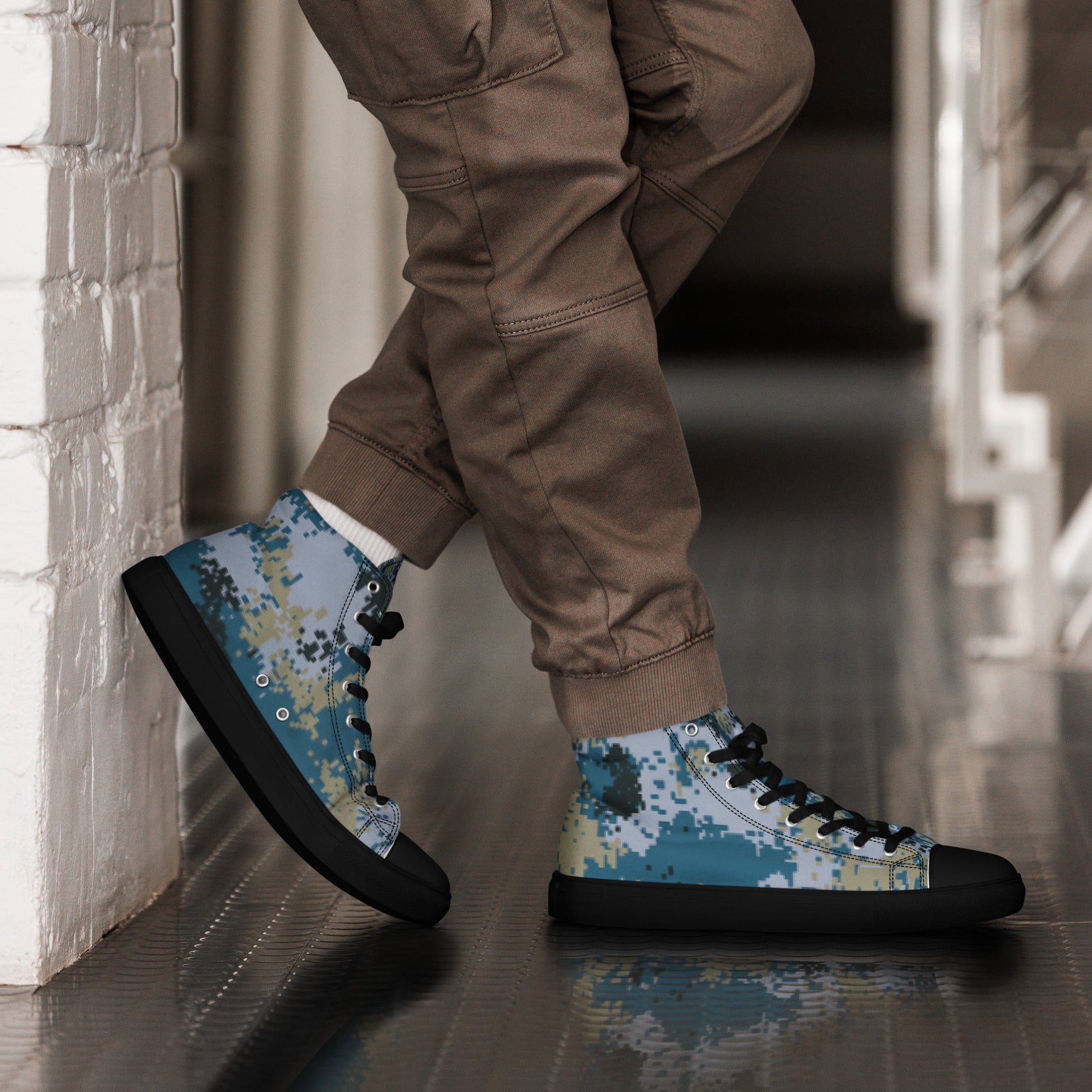 Chinese Digital Type 07 Ocean CAMO Mens high top canvas shoes - 5 - High Top Canvas Shoes