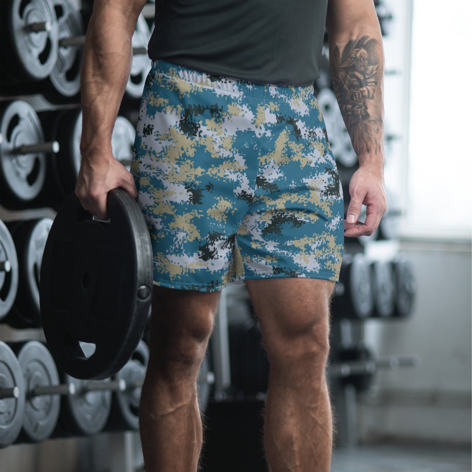 Chinese Digital Type 07 Ocean CAMO Unisex Athletic Long Shorts - 2XS