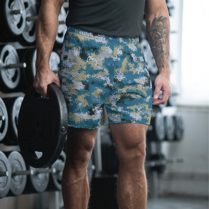 Chinese Digital Type 07 Ocean CAMO Unisex Athletic Long Shorts - 2XS