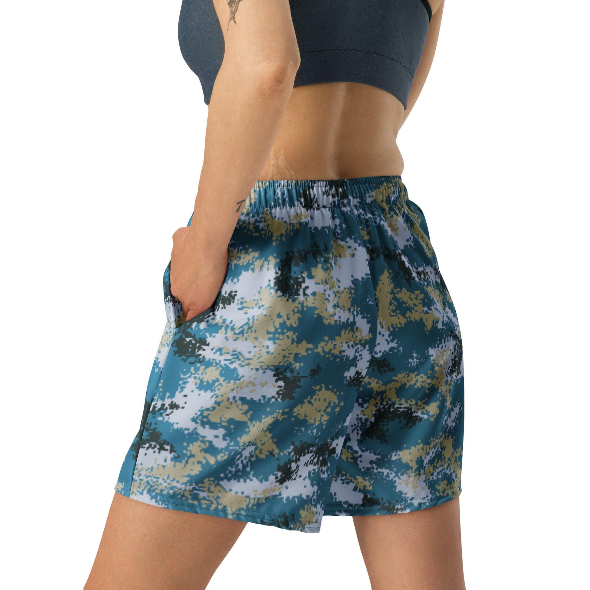 Chinese Digital Type 07 Ocean CAMO Unisex Athletic Long Shorts
