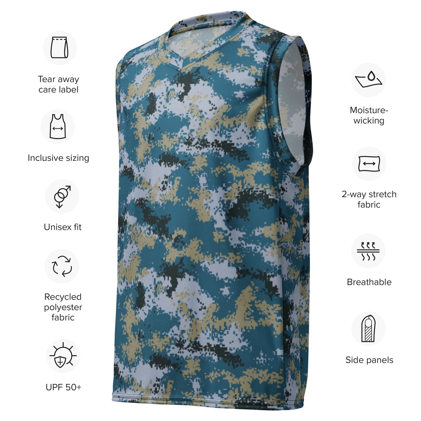 Chinese Digital Type 07 Ocean CAMO unisex basketball jersey - Basketball Jerseys