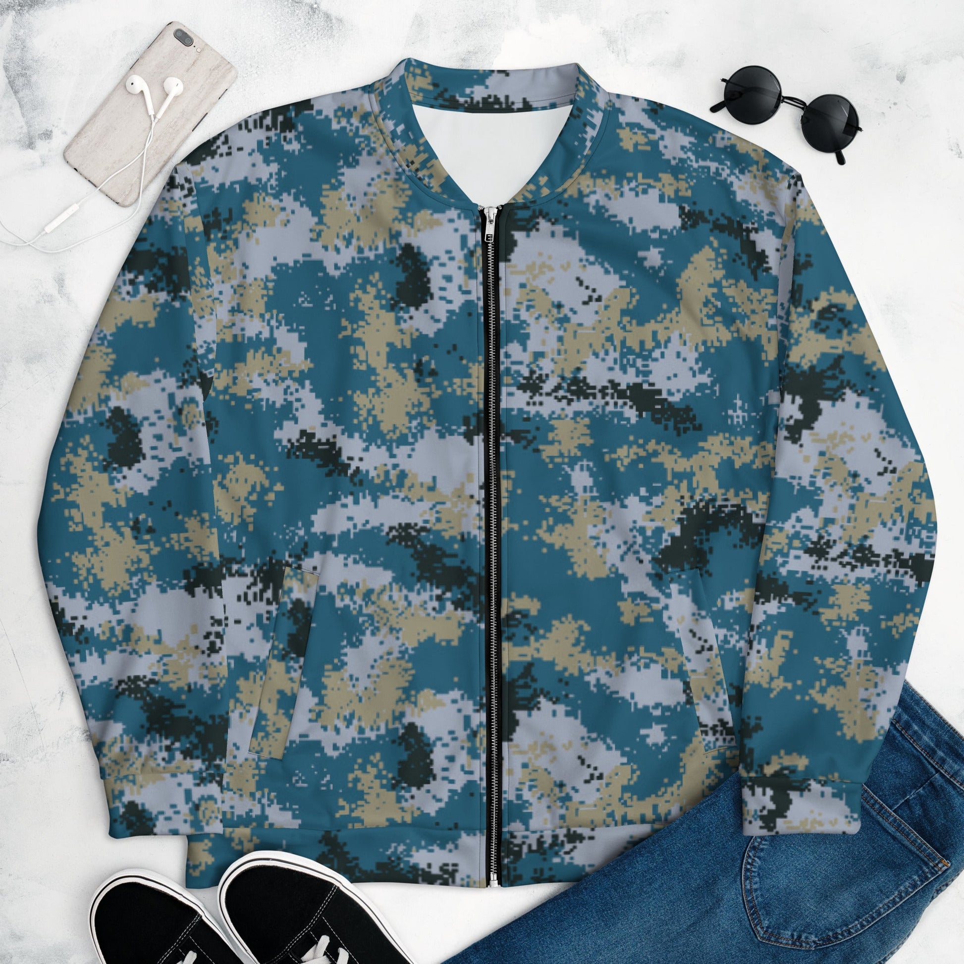 Chinese Digital Type 07 Ocean CAMO Unisex Bomber Jacket - Jackets
