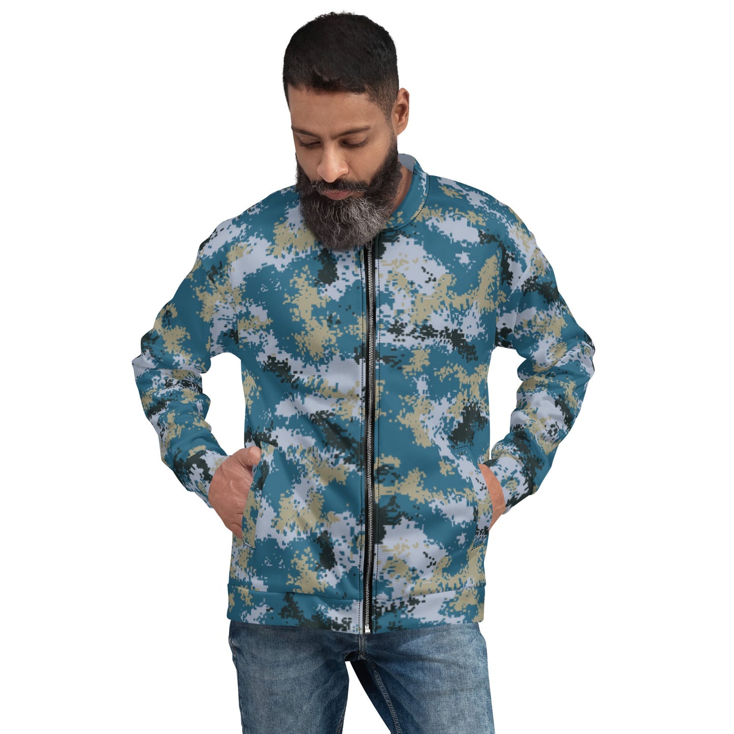 Chinese Digital Type 07 Ocean CAMO Unisex Bomber Jacket - XS - Jackets