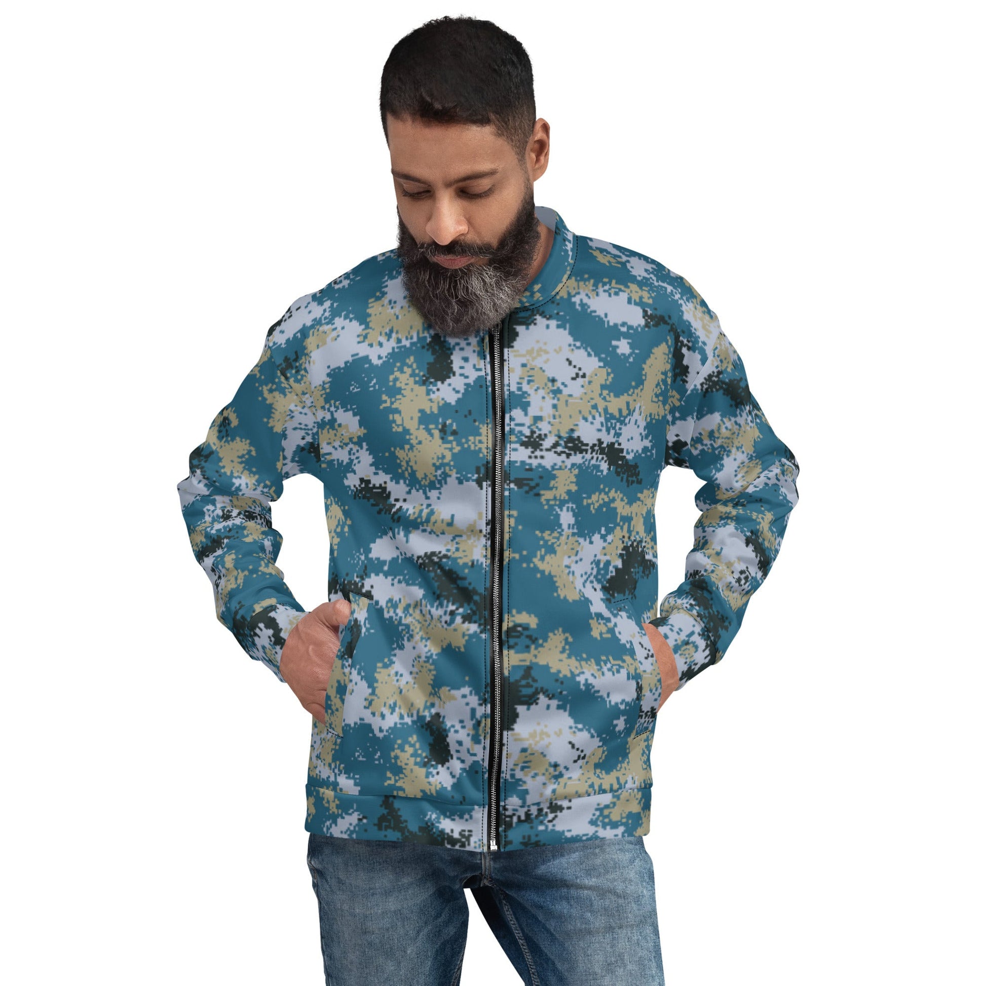 Chinese Digital Type 07 Ocean CAMO Unisex Bomber Jacket - XS - Jackets