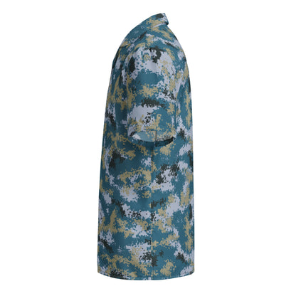 Chinese Digital Type 07 Ocean CAMO Unisex Short-Sleeve Button Shirt