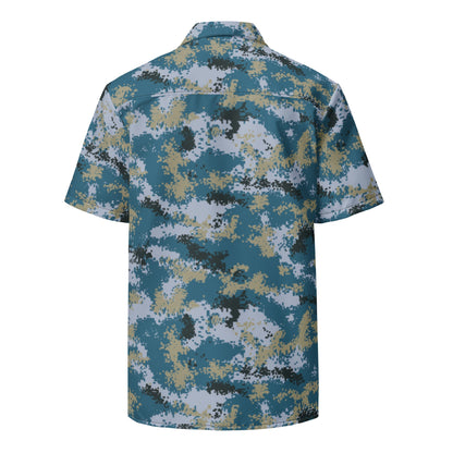 Chinese Digital Type 07 Ocean CAMO Unisex Short-Sleeve Button Shirt