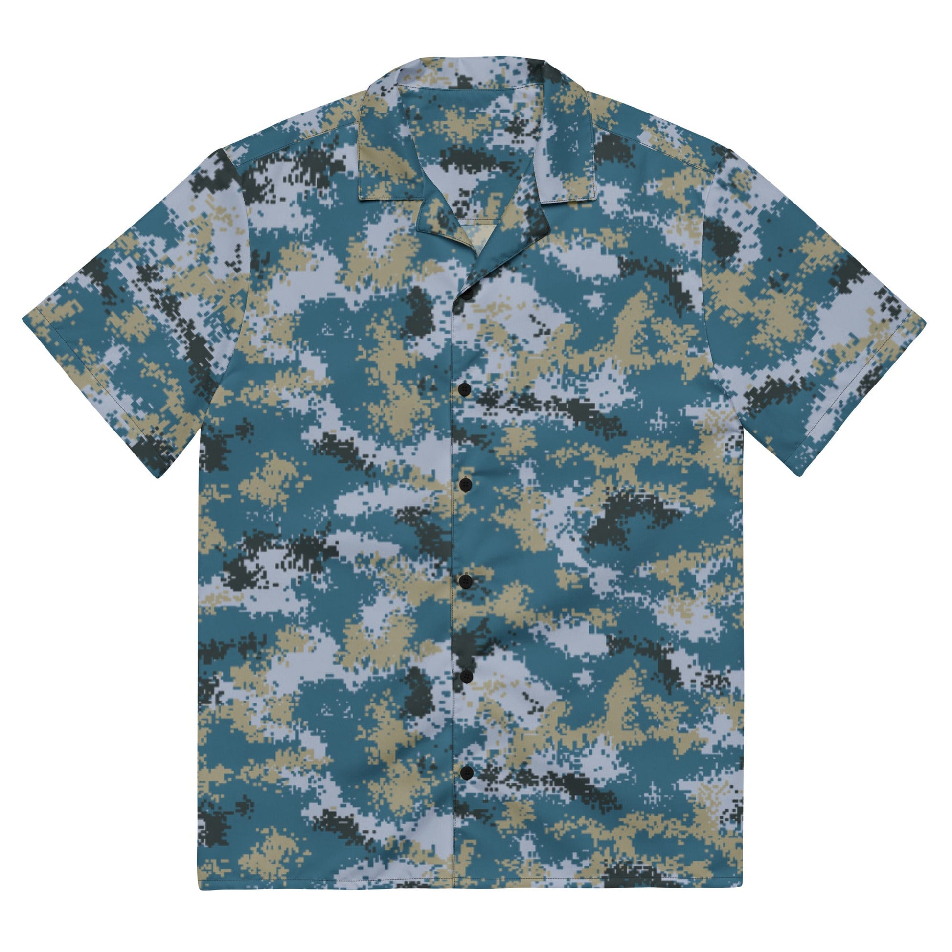 Chinese Digital Type 07 Ocean CAMO Unisex Short-Sleeve Button Shirt