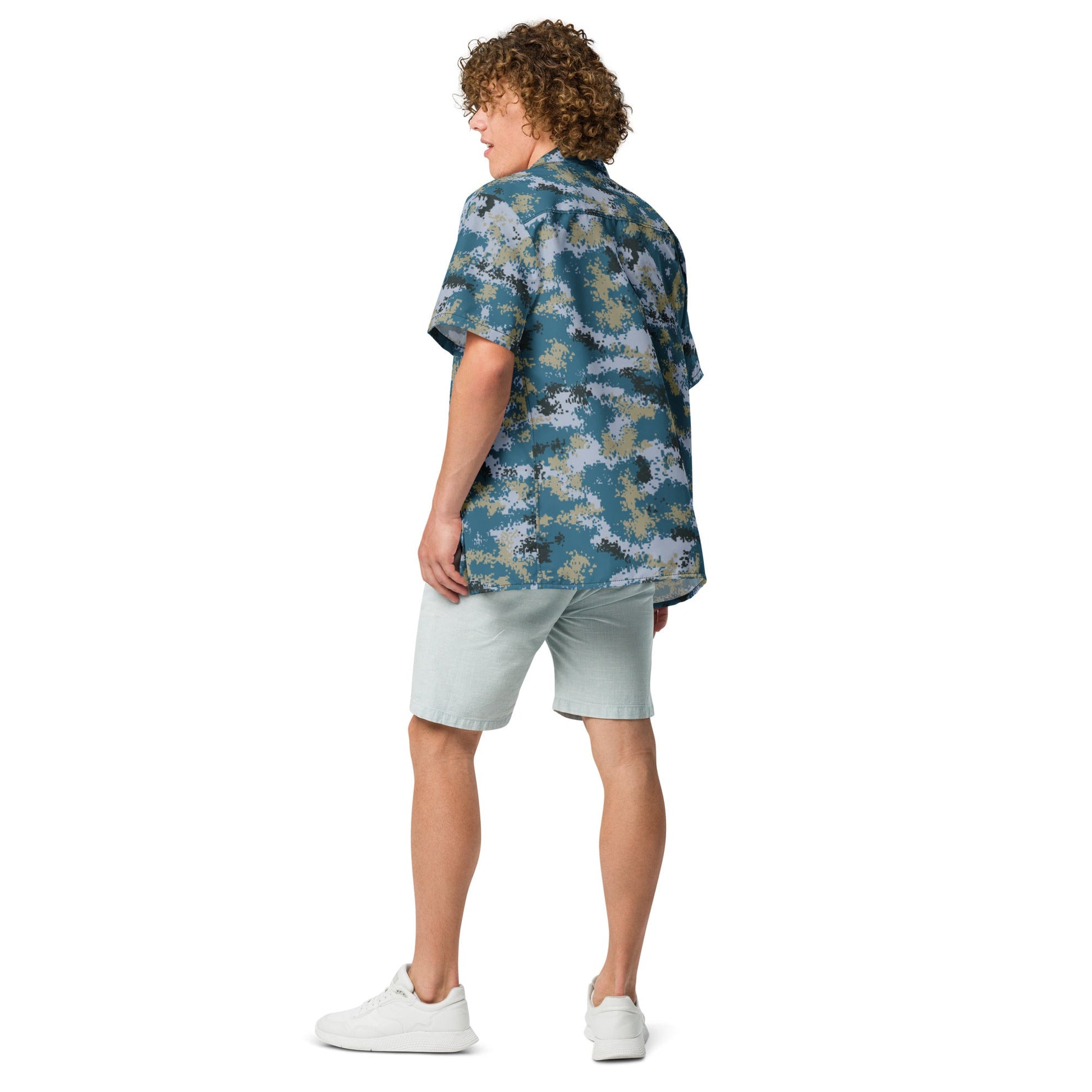 Chinese Digital Type 07 Ocean CAMO Unisex Short-Sleeve Button Shirt