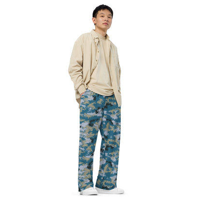 Chinese Digital Type 07 Ocean CAMO unisex wide-leg pants - Wide-leg Pants