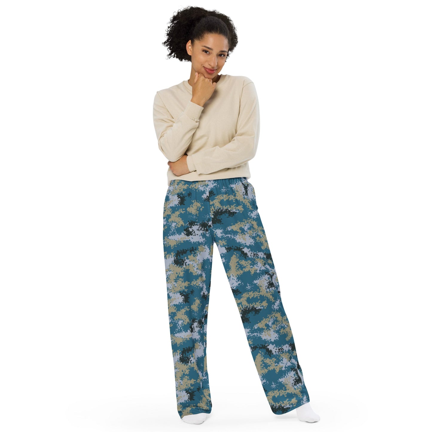 Chinese Digital Type 07 Ocean CAMO unisex wide-leg pants - Wide-leg Pants