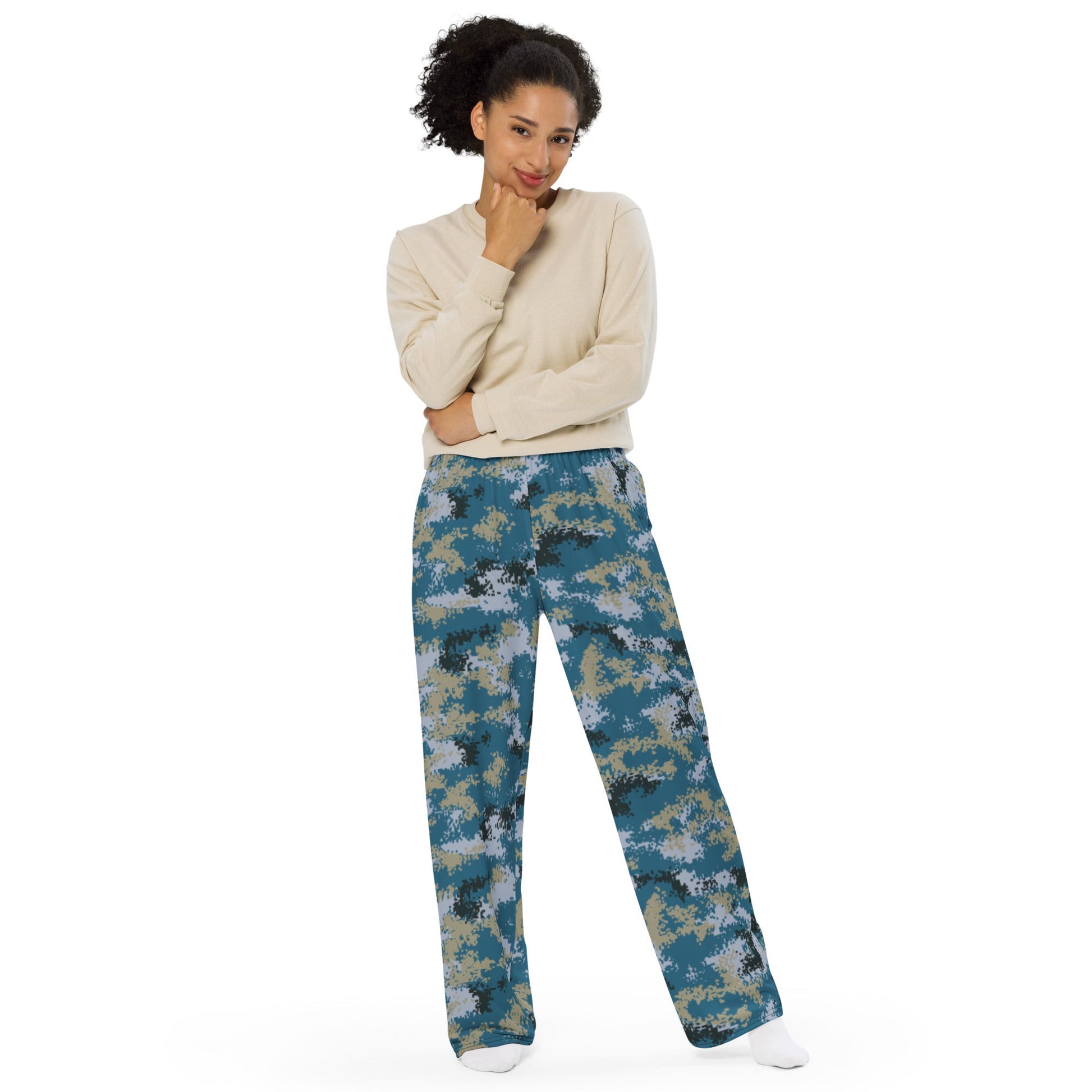 Chinese Digital Type 07 Ocean CAMO unisex wide-leg pants - Wide-leg Pants