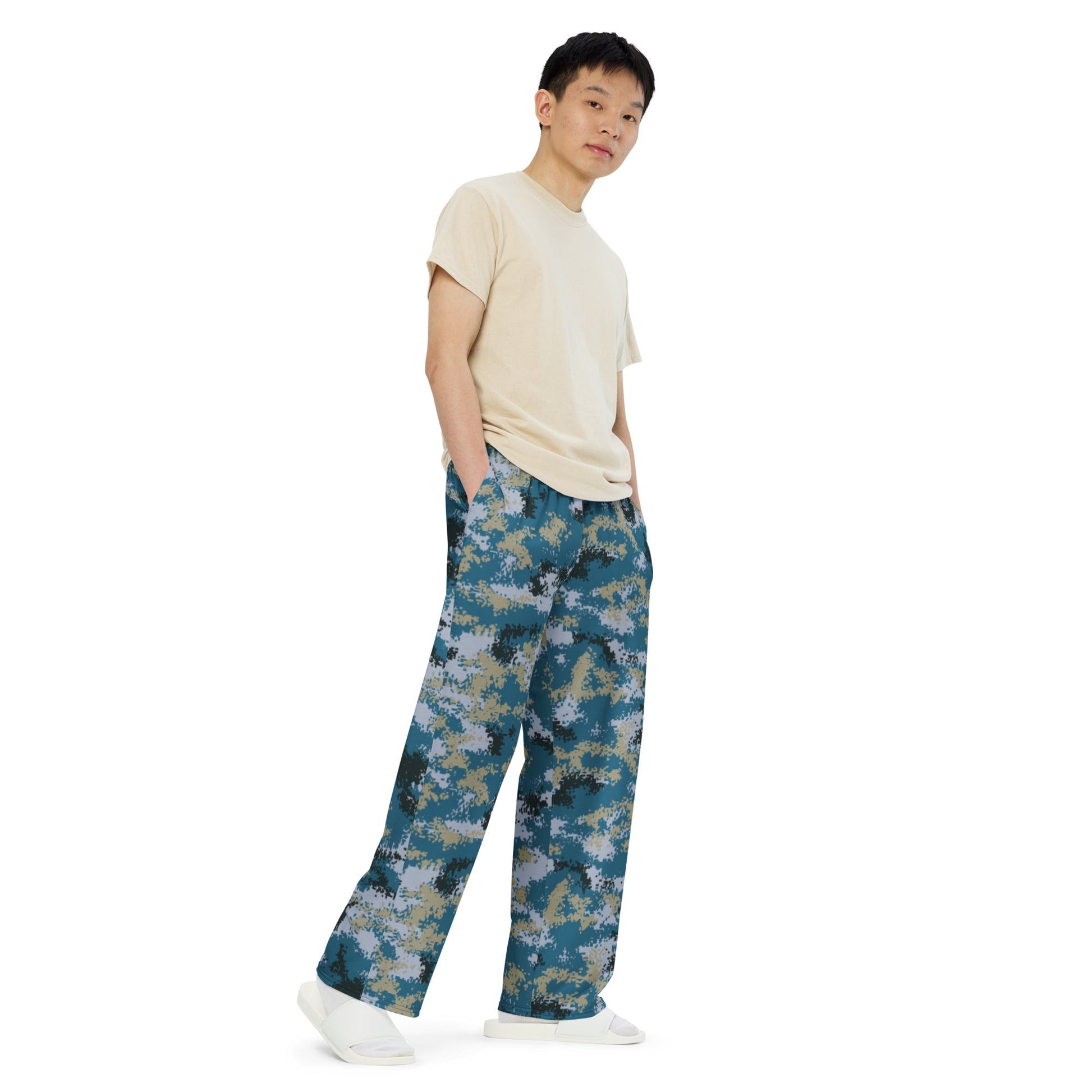 Chinese Digital Type 07 Ocean CAMO unisex wide-leg pants - Wide-leg Pants