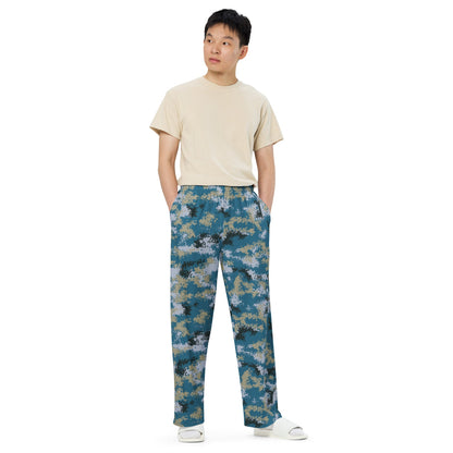Chinese Digital Type 07 Ocean CAMO unisex wide-leg pants - Wide-leg Pants