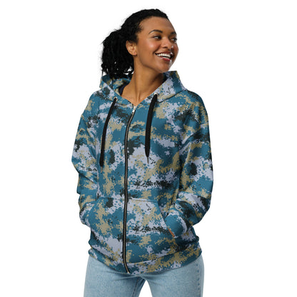 Chinese Digital Type 07 Ocean CAMO Unisex Zip Hoodie