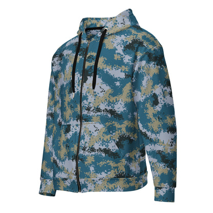 Chinese Digital Type 07 Ocean CAMO Unisex Zip Hoodie