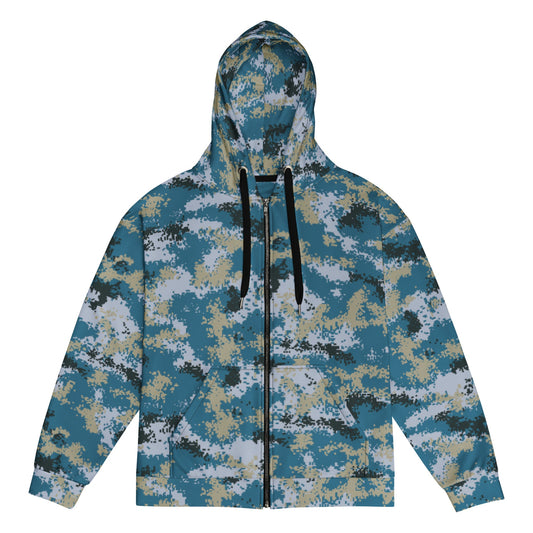 Chinese Digital Type 07 Ocean CAMO Unisex zip hoodie - 2XS - Zip Hoodies