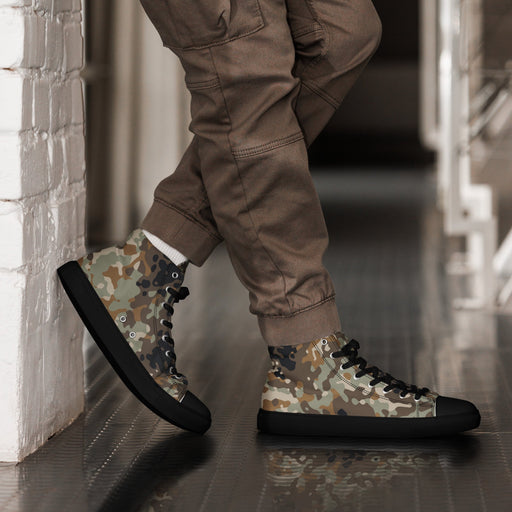 Flecktarn Himalayan Plateau CAMO Mens High-Top Canvas Shoes - Black / 5