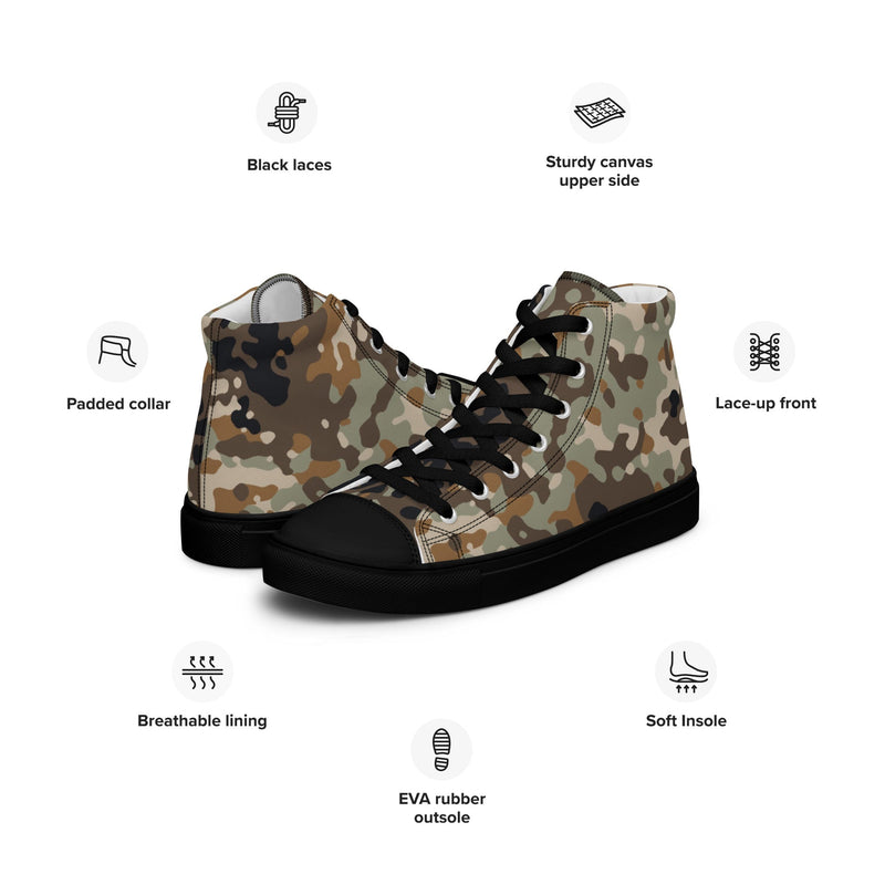 Flecktarn Himalayan Plateau CAMO Mens High-Top Canvas Shoes