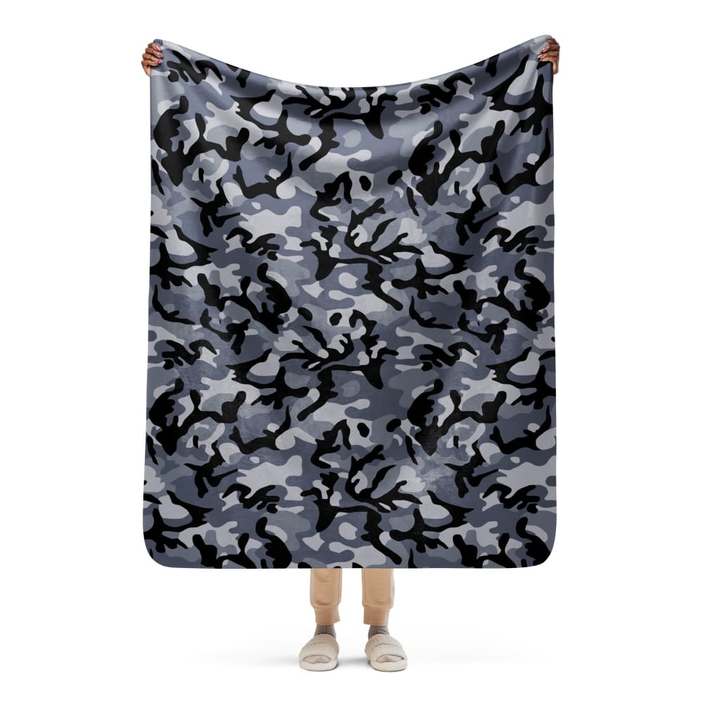 Chinese Marine Blue Oceanic CAMO Sherpa blanket - 50″×60″