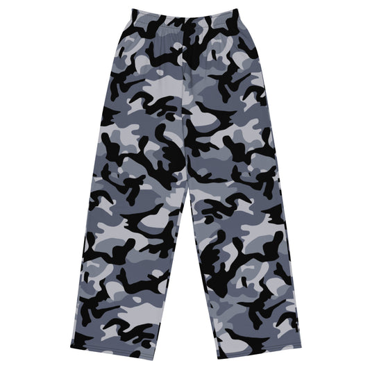 Chinese Marine Blue Oceanic CAMO unisex wide-leg pants - 2XS - Unisex Wide-Leg Pants