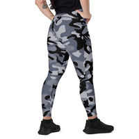 Chinese Marine Blue Oceanic CAMO Women’s Leggings with pockets - 2XS