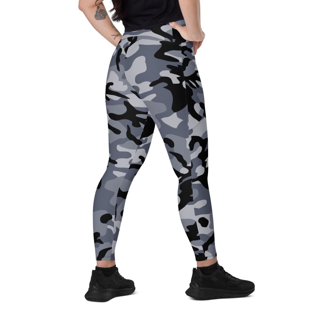 Chinese Marine Blue Oceanic CAMO Women’s Leggings with pockets - 2XS