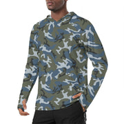 Type 87 Ocean CAMO Mens Sunscreen Sports Hoodie With Thumb Holes - S / White