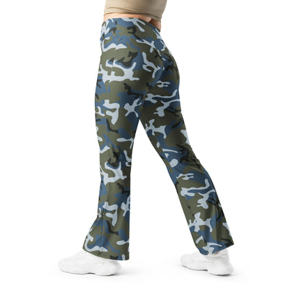 Chinese Type 87 Ocean CAMO Womens Flare Leggings - 2XS