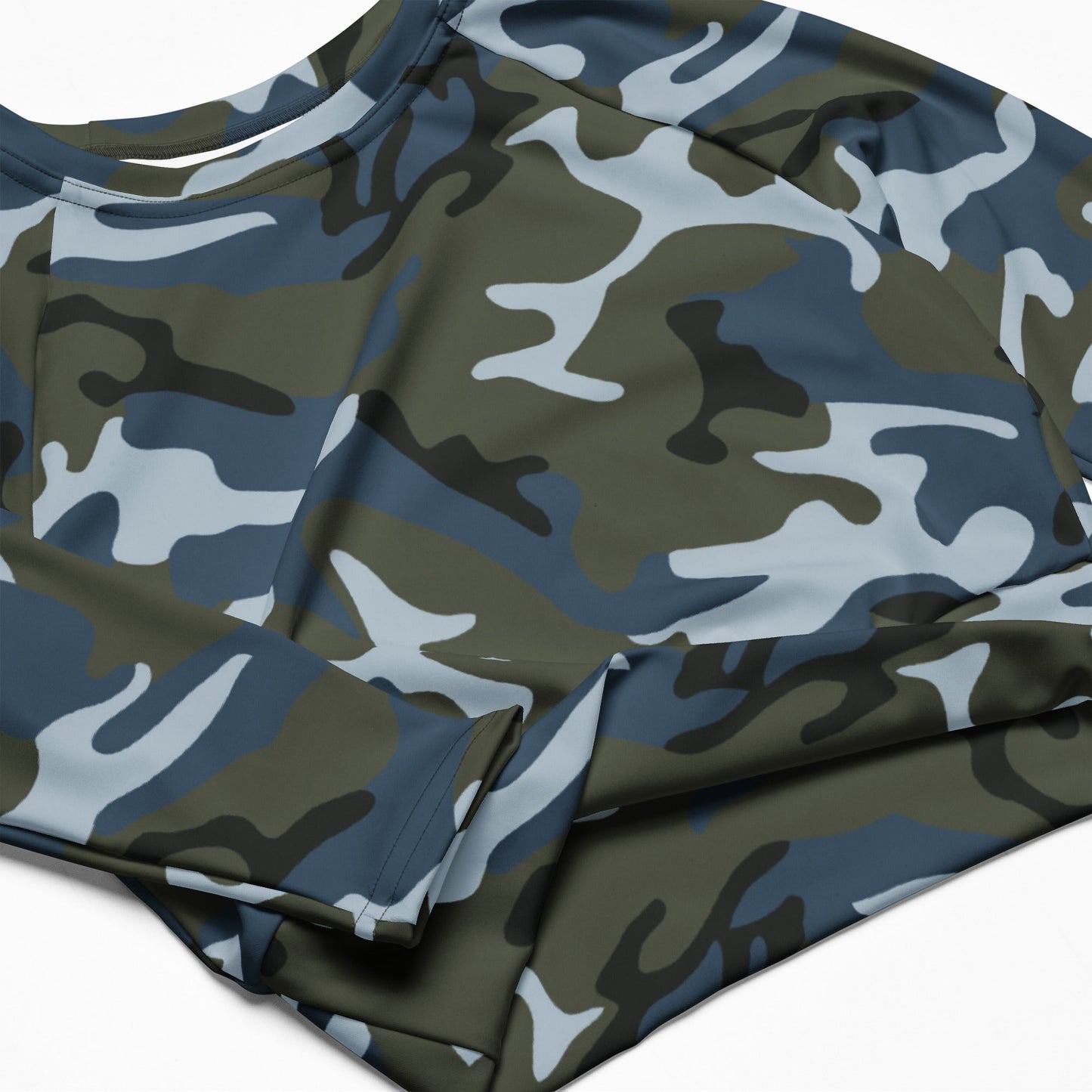 Chinese Type 87 Ocean CAMO Womens Long-Sleeve Crop Top