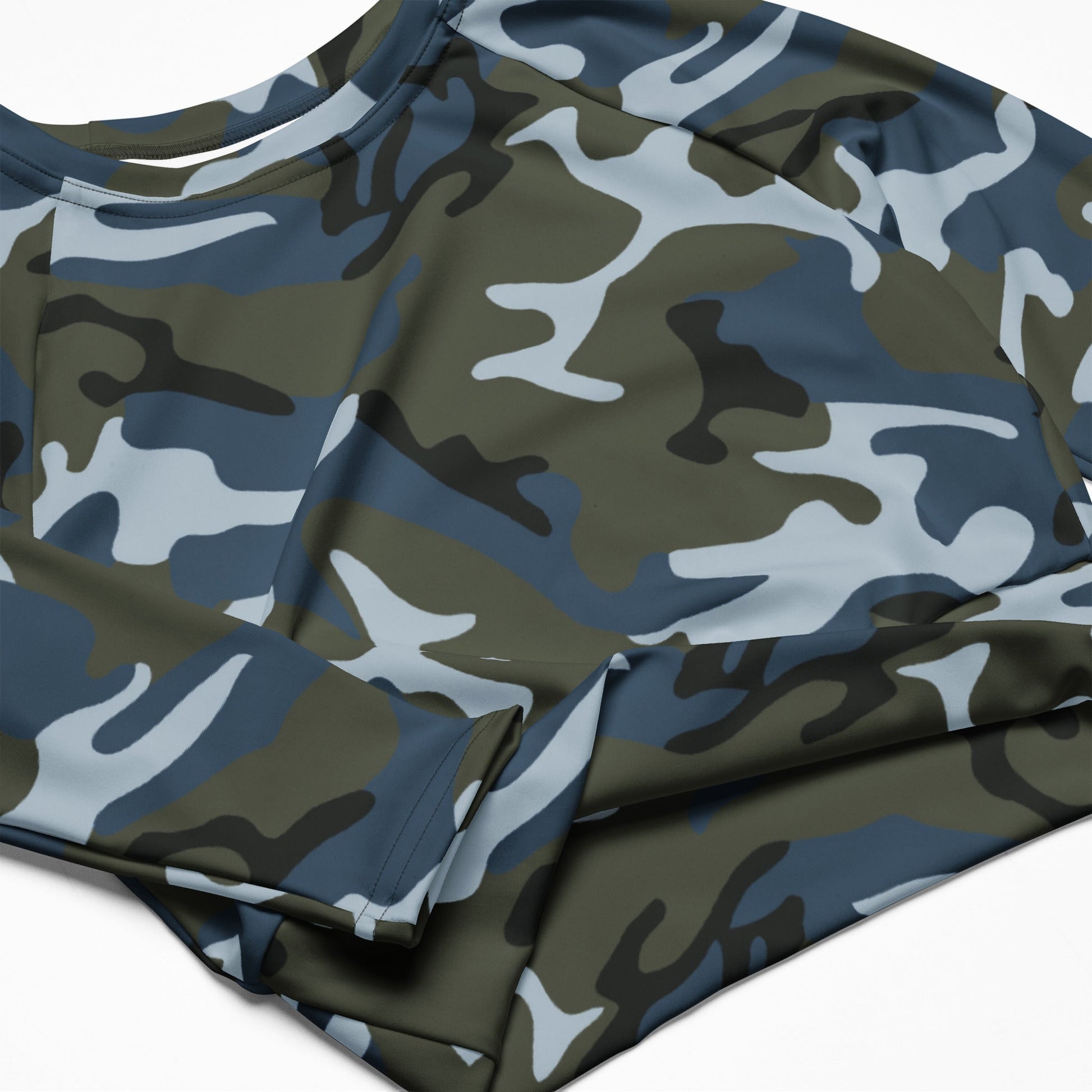 Chinese Type 87 Ocean CAMO Womens Long-Sleeve Crop Top