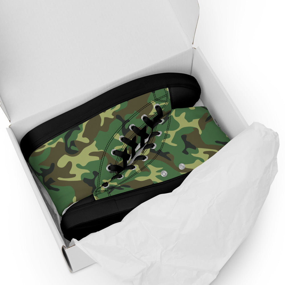 Chinese Type 87 Woodland CAMO Men’s high top canvas shoes - Mens High Top Canvas Shoes